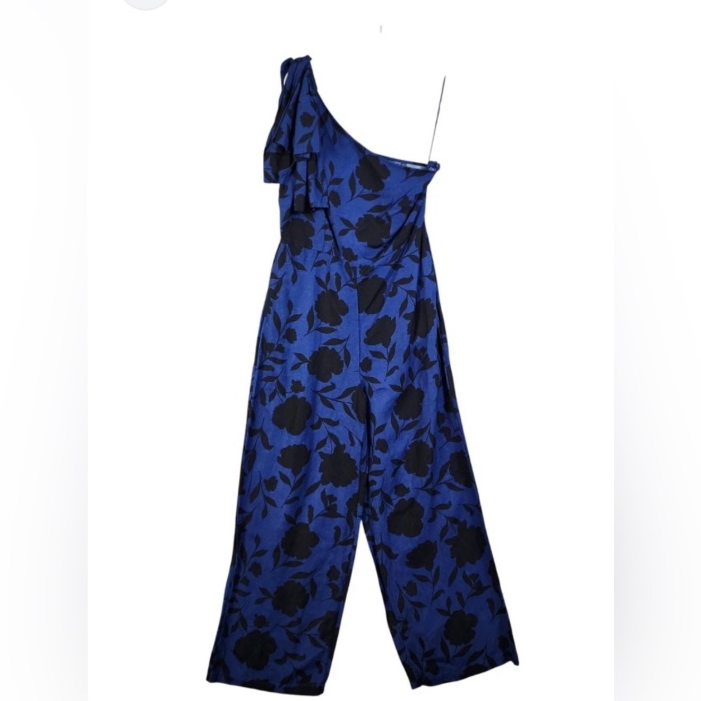 Kate Spade Floral One-Shoulder Jumpsuit in Blue and Blackπβ¨π€55%Linen / 45% Rayon - Picture 6 of 12
